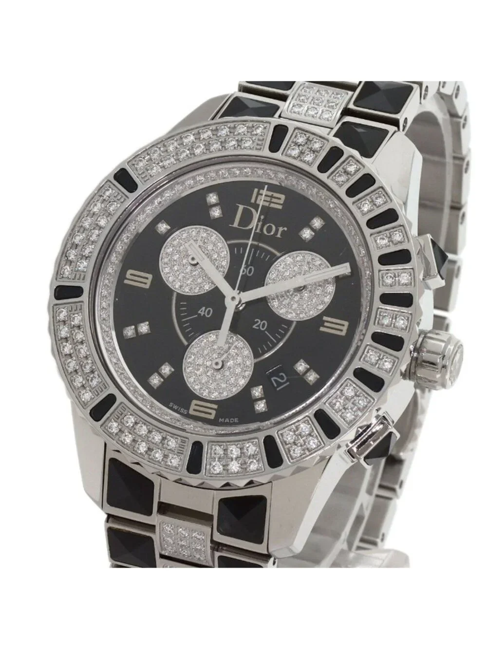 Dior Crystal Chronograph Diamond Watch SS